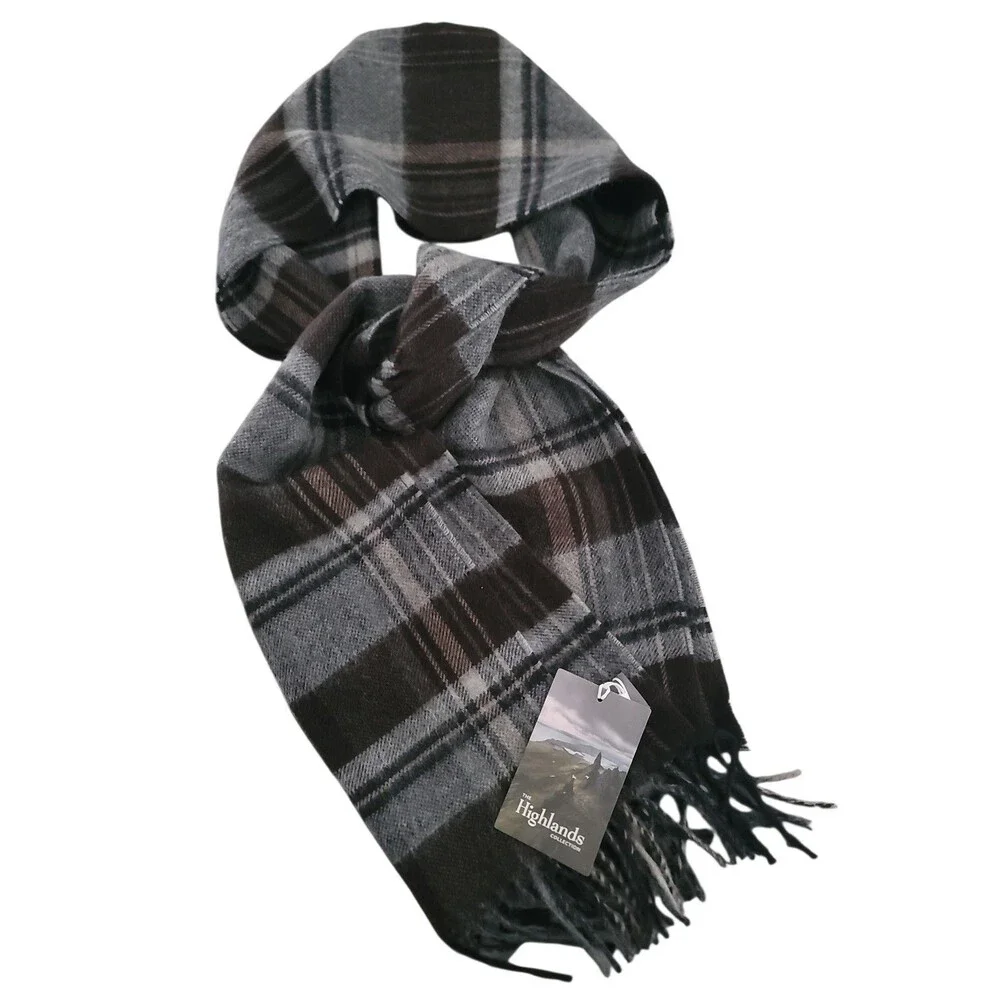 Daniel Cremieux 100% Alpaca Plaid Print Fringed Men's Scarf One Size New